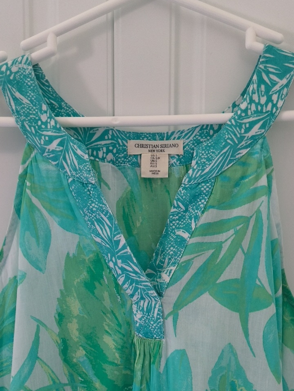 Christian Siriano Green Teal Lightweight V-Neck Top